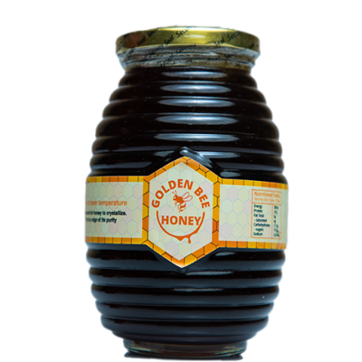 1kg Golden bee honey (Ribbed Glass jar )